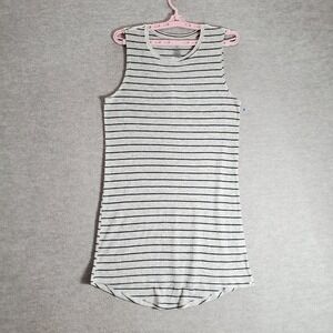 Volcom Women Dress Small Gray Striped Ribbed‎ Tank Sleeveless